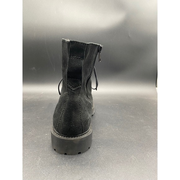 Zara Man Black Suede‎ Lace Up Side Zip Combat Boots Lug Sole Size 43 Mens 10